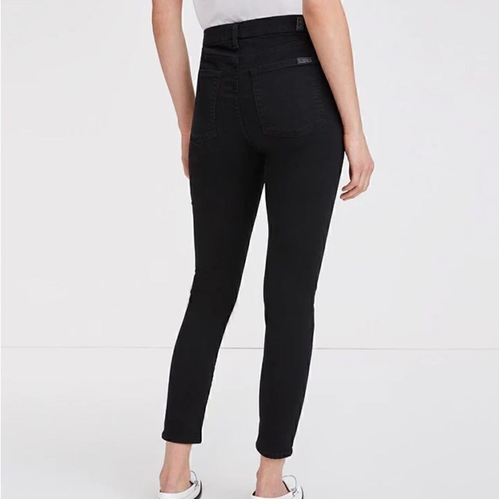 7 For All Mankind High-Waist Ankle Skinny Frayed Hem Pant - Black